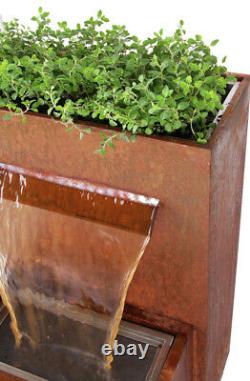 Waterfall Herb Planter Water Feature Fountain Cascade Urban Corten Steel Garden