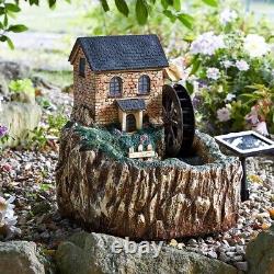 Watermill Solar Powered Fountain Outdoor Garden Water Feature with LED Light