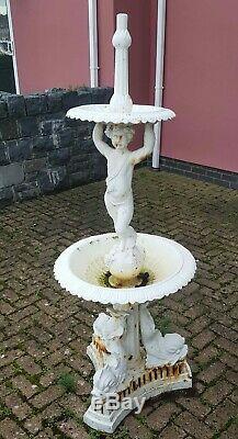 Well Over 5ft Cast Iron Vintage Fish Boy Fountain Water Feature Garden Ornament