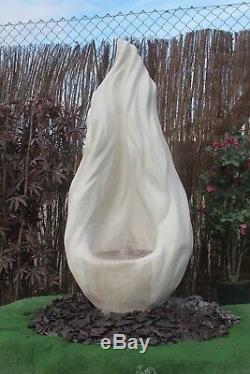 White Stone Garden Water Feature Fountain Flame Sculputre With Sump Resiviour