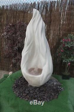 White Stone Garden Water Feature Fountain Flame Sculputre With Sump Resiviour