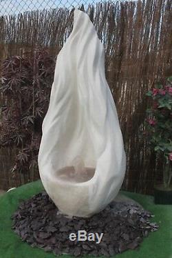 White Stone Garden Water Feature Fountain Flame Sculputre With Sump Resiviour