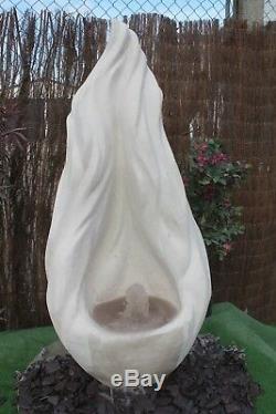 White Stone Garden Water Feature Fountain Flame Sculputre With Sump Resiviour