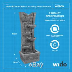 Wido WALL AND BOWL CASCADING WATER FEATURE GARDEN FOUNTAIN