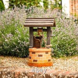 Wishing Well Solar Powered Fountain Cascading Water Feature Outdoor Garden Decor