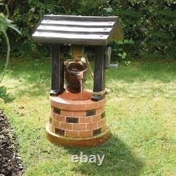 Wishing Well Solar Powered Fountain Cascading Water Feature Outdoor Garden Decor