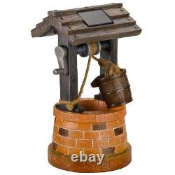 Wishing Well Solar Powered Fountain Cascading Water Feature Outdoor Garden Decor