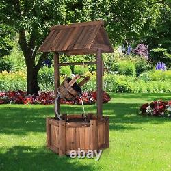 Wishing Well Water Fountain Wooden Fountain withElectric Pump for Patio Decorative