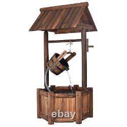 Wishing Well Water Fountain Wooden Fountain withElectric Pump for Patio Decorative