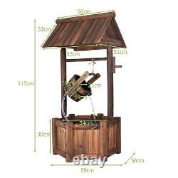 Wishing Well Water Fountain Wooden Fountain withElectric Pump for Patio Decorative