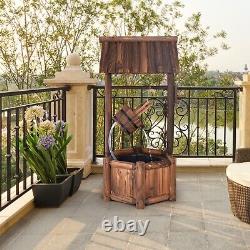 Wishing Well Water Fountain Wooden Fountain withElectric Pump for Patio Decorative