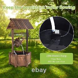 Wishing Well Water Fountain Wooden Fountain withElectric Pump for Patio Decorative