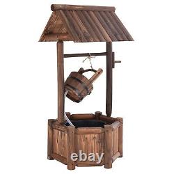 Wishing Well Water Fountain Wooden Fountain withElectric Pump for Patio Decorative