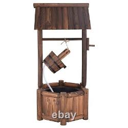 Wishing Well Water Fountain Wooden Fountain withElectric Pump for Patio Decorative