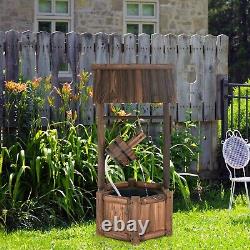 Wishing Well Water Fountain Wooden Outdoor Patio Garden Decorative Fountain