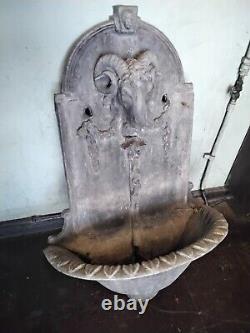 Wonderfull Antique Lead Wall Water Feature Fountain. Goat. Very Heavy. Old