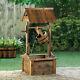 Wood Wishing Well Garden Fountain Metal-banded Bucket That Spouts Water