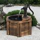 Wooden Electric Water Fountain Garden Ornament With Hand Pump Plastic Well