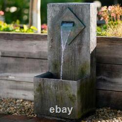 Wooden Wall Cascade Water Feature Fountain Waterfall LED Lights Rustic 82cm