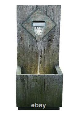 Wooden Wall Cascade Water Feature Fountain Waterfall LED Lights Rustic 82cm