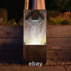 Wooden Wall Cascade Water Feature Fountain Waterfall LED Lights Rustic 82cm