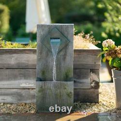 Wooden Wall Cascade Water Feature Fountain Waterfall LED Lights Rustic 82cm