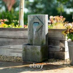 Wooden Wall Cascade Water Feature Fountain Waterfall LED Lights Rustic 82cm