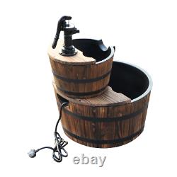 Wooden Water Pump Fountain, 2 Tier-Fir Wood/Steel, Waterfall Effect, Garden