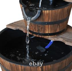 Wooden Water Pump Fountain, 2 Tier-Fir Wood/Steel, Waterfall Effect, Garden