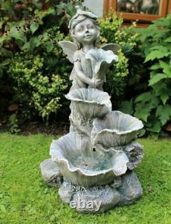 XL Large Fairy Angel Girl Outdoor LED Lights Garden Fountain Water Feature Decor