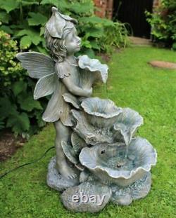 XL Large Fairy Angel Girl Outdoor LED Lights Garden Fountain Water Feature Decor