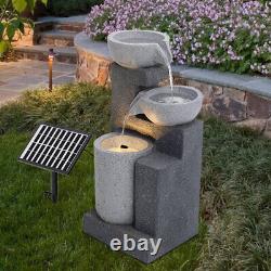 XL Outdoor Cascading Pots Water Fountain Feature Garden Solar LED Resin Statues