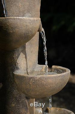 Zen Garden Water Fountain Outdoor Porch Patio Earthy Cascading Tiered Waterfall