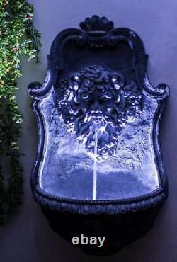 Zeus Water Feature Garden Wall Mounted Lead Finish Outdoor Fountain H83cm