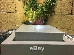 Zinc Cube Water Feature with lights, outdoor fountain, garden water feature solar