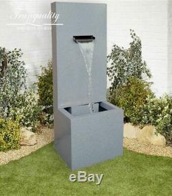 Zinc Fall Contemporary Garden Water Feature, Solar Powered Outdoor Fountain