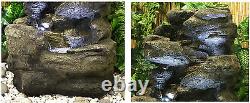 4 Palier Rock Cascade Water Feature Fountain Waterfall Natural Stone Effect Garden