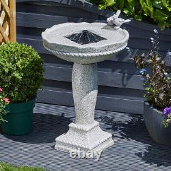 Amis à plumes solaires gris fontaine d'eau de jardin extérieure avec bain d'oiseaux