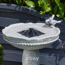 Amis à plumes solaires gris fontaine d'eau de jardin extérieure avec bain d'oiseaux