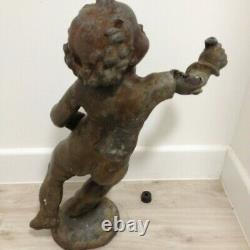 Antique Lead Garden Eau Funtain Statue Boy (young Hercules)