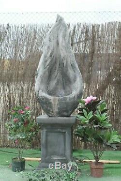 Autonome Flamme Fontaine D'eau Caractéristiques Pierre Jardin Ornement Statue