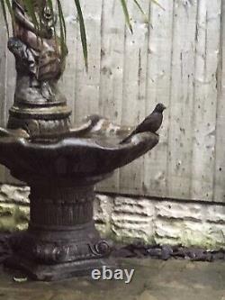 Belle Grande Fontaine D’eau Feature Garden Ornament Plus Bird Bath Rrp £ 550