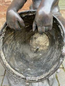 Bronze Sculpture Eau Caractéristiques / Fontaine Boy Avec Seau Extérieur Jardin