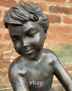 Bronze Sculpture Eau Caractéristiques / Fontaine Boy Avec Seau Extérieur Jardin