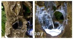 Caractère De L'eau De Jardin Logger Falls Fontaine Avec Lumières À L'intérieur / À L'extérieur Utilisation H55cm