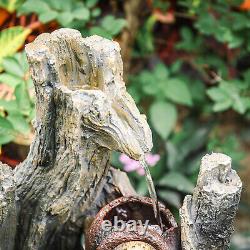 Caractéristique aquatique du jardin avec fontaine extérieure rhizoïde, ornement et éclairage LED décoratif