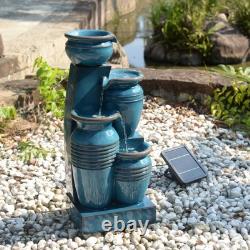 Caractéristique d'eau de jardin Fontaine LED extérieure à 4 niveaux avec bassins en cascade bleu Teamson