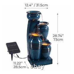 Caractéristique d'eau de jardin Fontaine LED extérieure à 4 niveaux avec bassins en cascade bleu Teamson