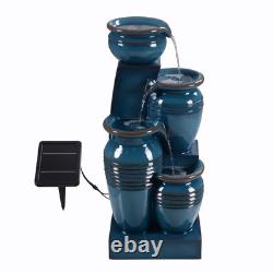 Caractéristique d'eau de jardin Fontaine LED extérieure à 4 niveaux avec bassins en cascade bleu Teamson