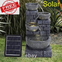 Caractéristique d'eau de jardin alimentée par énergie solaire avec éclairage LED intégré Fontaine d'eau